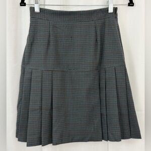 Alice’s Pig Dusty’s Drop High Rise Pleated Gray Plaid Mini   Skirt Size 2   NWT